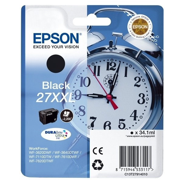 Epson 27XXL Epson (T2791) cartouche d'encre noire capacité extra-haute (d'origine) C13T27914010 C13T27914012 901406 - 1