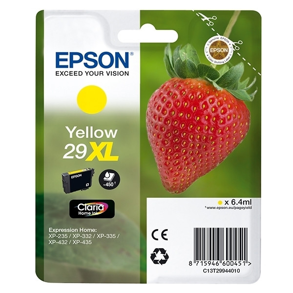 Epson 29XL (T2994) cartouche d'encre jaune haute à capacité (d'origine) C13T29944010 C13T29944012 902493 - 1