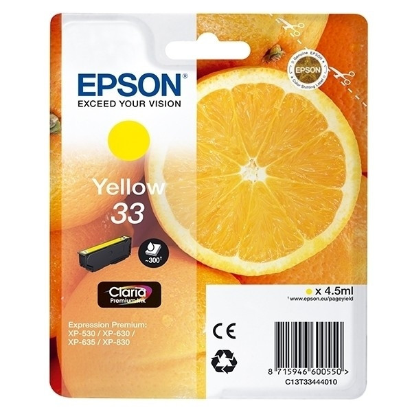 Epson 33 (T3344) cartouche d'encre jaune (d'origine) C13T33444010 C13T33444012 902011 - 1