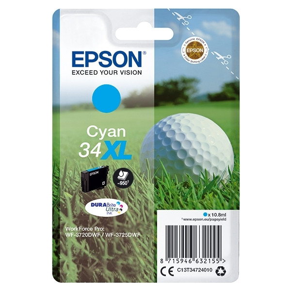 Epson 34XL (T3472) cartouche d'encre haute capacité (d'origine) - cyan C13T34724010 027020 - 1