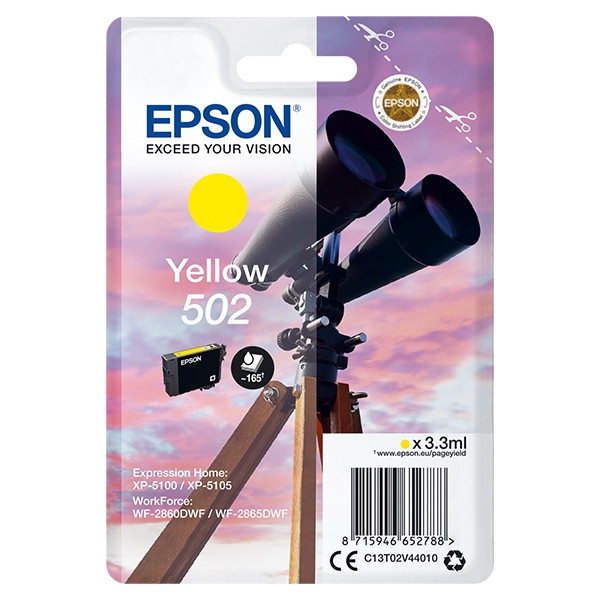Epson 502 cartouche d'encre jaune (d'origine) C13T02V44010 C13T02V44020 902995 - 1