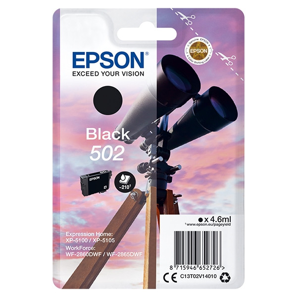 Epson 502 cartouche d'encre noire (d'origine) C13T02V14010 C13T02V14020 902993 - 1