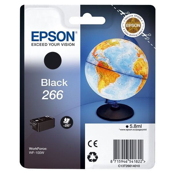 Epson T266 cartouche d'encre noire (d'origine) C13T26614010 902985 - 1