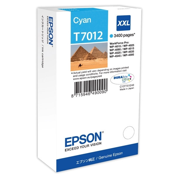 Epson T7012 cartouche d'encre cyan capacité extra-haute (d'origine) C13T70124010 026403 - 1