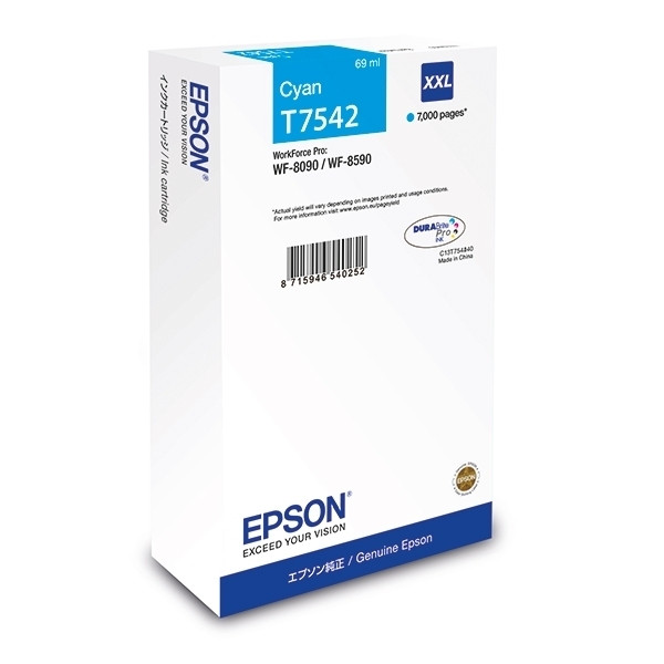 Epson T7542 cartouche d'encre cyan capacité extra-haute (d'origine) C13T754240 026926 - 1