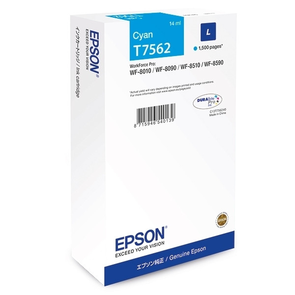 Epson T7562 cartouche d'encre (d'origine) - cyan C13T756240 026674 - 1