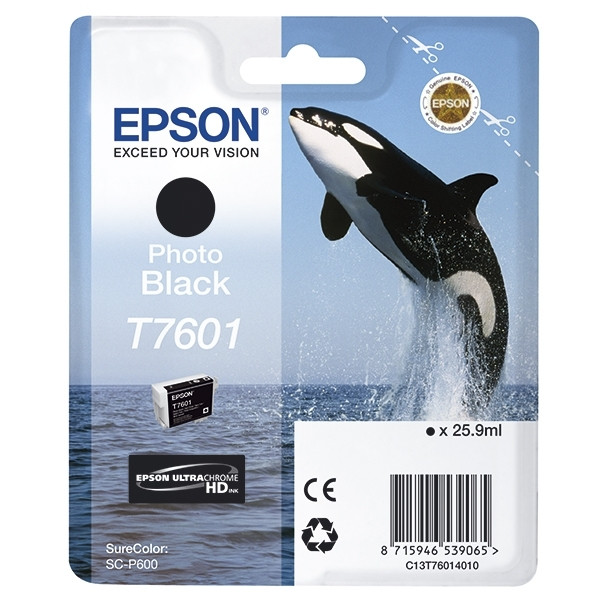 Epson T7601 cartouche photo d'encre noire (d'origine) C13T76014010 903161 - 1