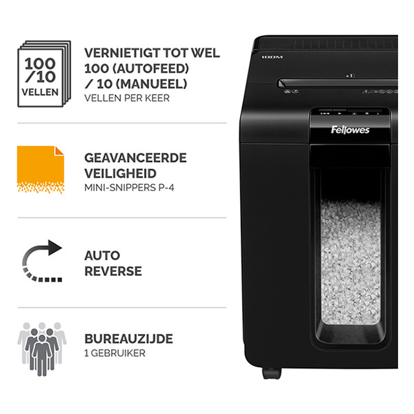 Fellowes AutoMax 100M Mini-Cut déchiqueteuse copeaux - noir 4629201 213112 - 5