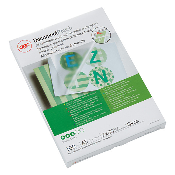 GBC pochette de plastification pour document A5 brillante 2x80 microns (100  pièces) GBC
