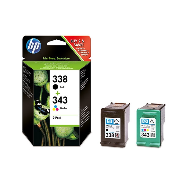 HP 338 + HP 343 (SD449EE) pack double cartouche d'encre (d'origine) - noir et couleur SD449EE 044160 - 1