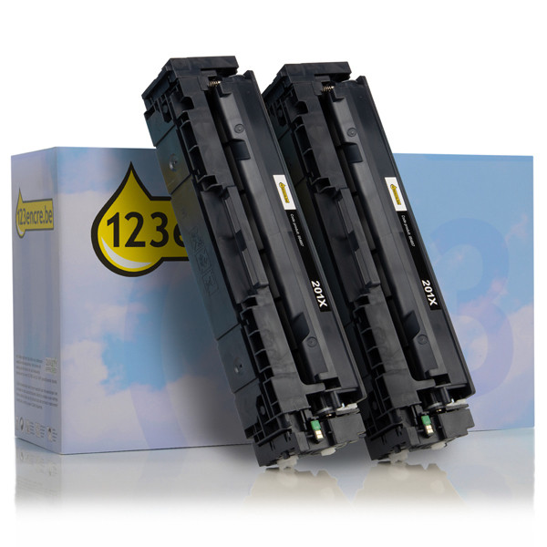 HP Marque 123encre remplace HP 201X (CF400XD) toner haute capacité pack double - noir CF400XDC 132176 - 1