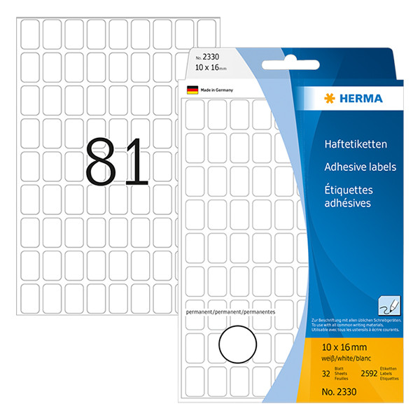 Herma 2330 étiquettes multi-usages 10 x 16 mm (2592 étiquettes) - blanc 2330 230428 - 1