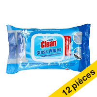 Offre : 12x At Home Clean lingettes hygiéniques pour vitres (40 pièces)