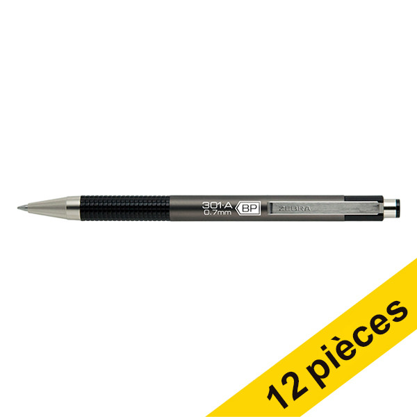 Offre : 12x Zebra F-301A stylo à bille - gris  423808 - 1