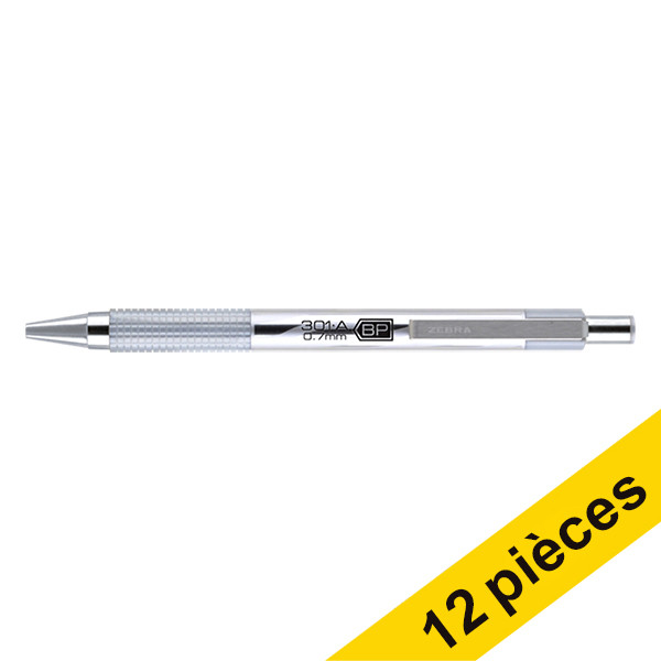 Offre : 12x Zebra F301A stylo à bille - argent  423810 - 1