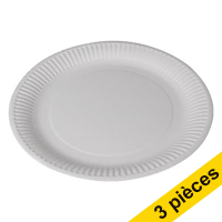 Offre : 3x assiette en carton jetable 23 cm (100 pièces) - blanc