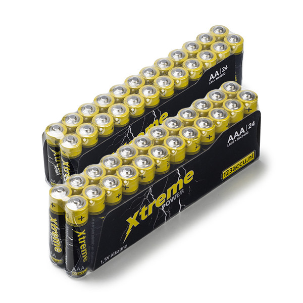 Piles AAA Piles alcalines (standard) Piles et batteries Offre combinée :  123accu piles AA + AAA (2x 24 pièces)