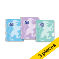Offre: 3x Oxford School cahier à spirale  A5+ ligné 90 g/m² 17 trous 80 feuilles pastel (3 pièces)