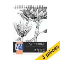 Offre : 3x Oxford Sketching bloc de croquis spirale A3 120 g/m² (50 feuilles)