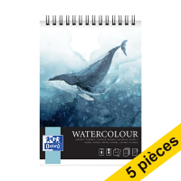 Offre : 5x Oxford Watercolour bloc à dessin aquarelle reliure spirale A4 300 g/m² (10 feuilles)