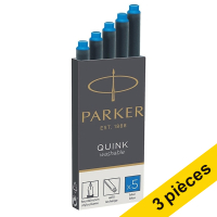 Offre : 3x Parker 1950383 Quink recharge d'encre effaçable (5 pièces) - bleu royal