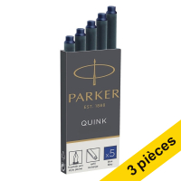 Offre : 3x Parker 1950384 Quink cartouche d'encre (5 pièces) - bleu