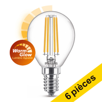 Offre : 6x Philips E14 ampoule LED à filament WarmGlow sphérique dimmable 3,4W (40W)