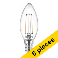 Offre : 6x Philips E14 ampoule LED à filament bougie 2W (25W) - blanc chaud