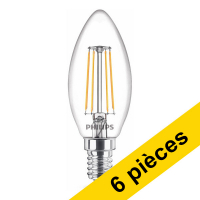 Offre : 6x Philips E14 ampoule LED à filament bougie 4.3W (40W) - blanc chaud