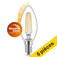 Offre : 6x Philips E14 ampoule LED à filament bougie WarmGlow dimmable 2,5W (25W)