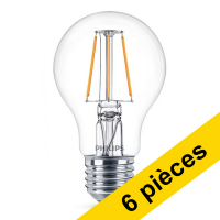 Offre : 6x Philips E27 ampoule LED à filament poire 4,3W (40W) - blanc chaud