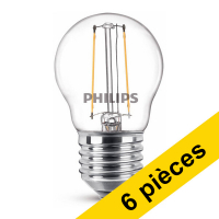 Offre : 6x Philips E27 ampoule LED à filament sphérique blanc chaud 2W (25W)
