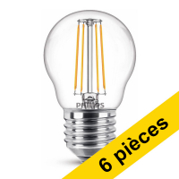 Offre : 6x Philips E27 ampoule LED à filament sphérique blanc chaud 4,3W (40W)