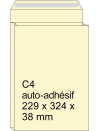 Pochette échantillon crème 229 x 324 x 38 mm - autoadhésive C4 (125 pièces)