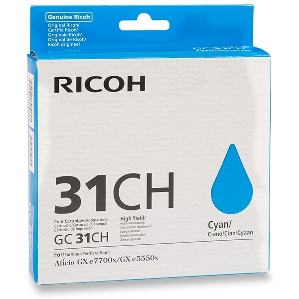 Ricoh GC-31CH cartouche d'encre gel haute capacité (d'origine) - cyan 405702 073808 - 1