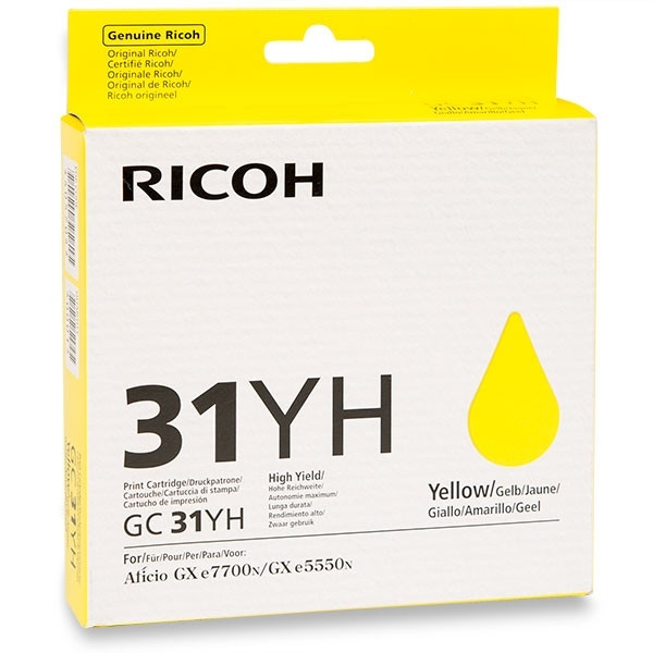 Ricoh GC-31YH cartouche d'encre gel haute capacité (d'origine) - jaune 405704 073812 - 1