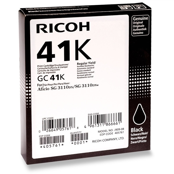 Ricoh GC-41K cartouche d'encre gel haute capacité (d'origine) - noir 405761 073790 - 1