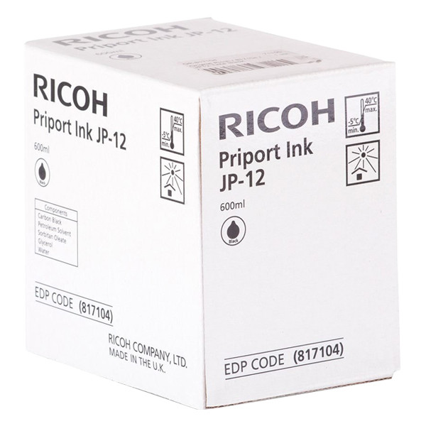 Ricoh type JP12 cartouche d'encre 1 pièce (d'origine) - noir 817104 074729 - 1