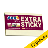 Offre: 12x Stick'n notes extra collantes 76 x 127 mm - jaune pastel