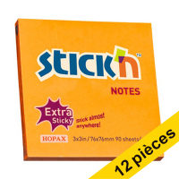 Offre : 12x Stick'n notes extra collantes 76 x 76 mm - orange
