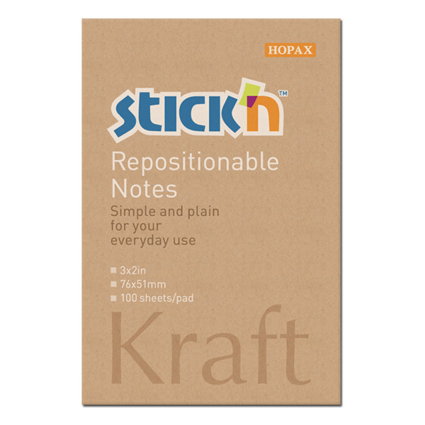 Stick'n notes autocollantes kraft 51 x 76 mm 21638 400882 - 1