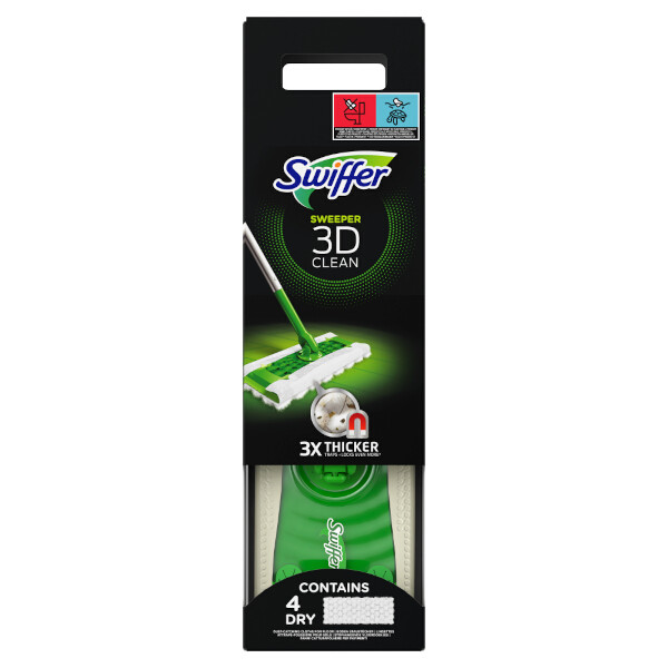 Swiffer Sweeper 3D Clean kit de démarrage (1 nettoyant pour sols + 4 lingettes sèches + 2 lingettes humides)  SSW00592 - 1