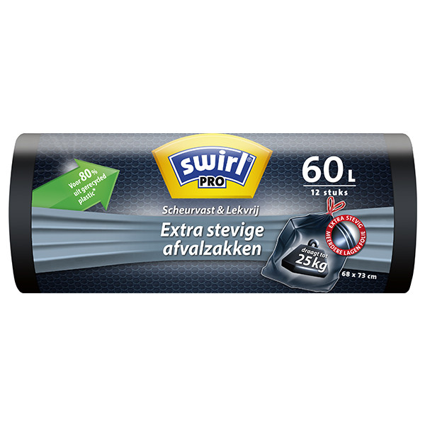 Swirl sacs poubelle PRO extra robustes 60 litres 12 pi ces Swirl