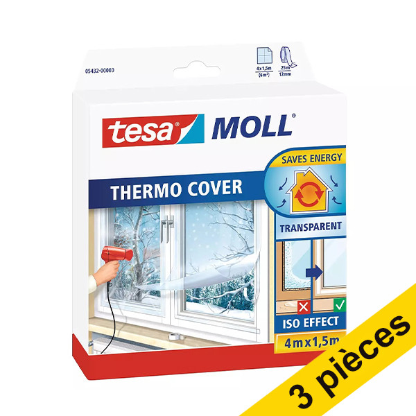 Tesa Offre : 3x Tesa TesaMoll Thermo Cover film isolant transparent 4m x 1,5m (6m²)  203333 - 1