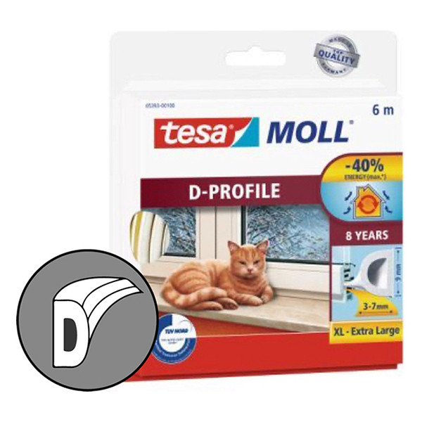 Tesa TesaMoll Classic D-profile joint d'isolation 6 m x 9 mm - blanc 05393-00100-00 203316 - 2