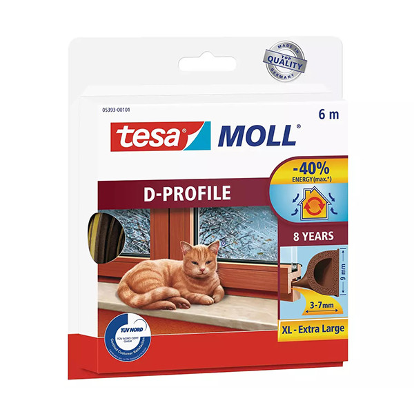 Tesa TesaMoll Classic D-profile joint d'isolation 6 m x 9 mm - marron 05393-00101-00 203317 - 1