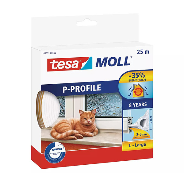 Tesa TesaMoll Classic P-profile joint d'isolation 25 m x 9 mm - blanc 05391-00100-00 203312 - 1