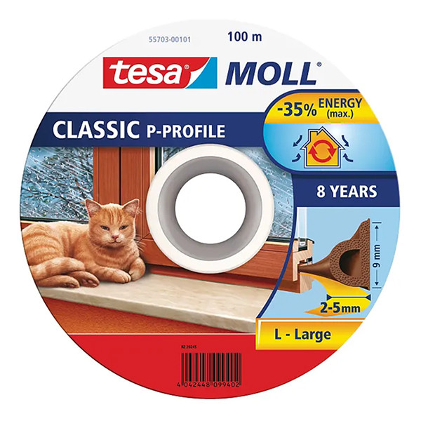 Tesa TesaMoll Classic P-profile joint d'isolation 6 m x 9 mm - blanc 05390-00100-00 203310 - 2