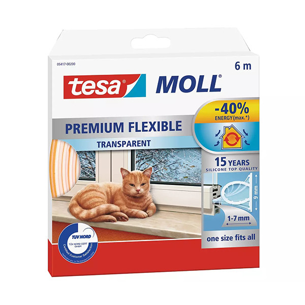 Tesa TesaMoll Premium Flexible joint d'isolation 6 m x 9 mm - transparent 05417-00200-02 203305 - 1