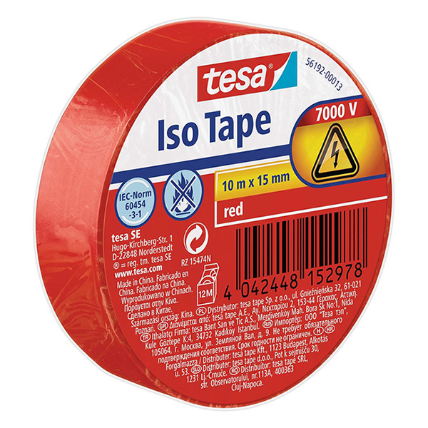 Tesa ruban adhésif isolant 15 mm x 10 m - rouge 56192-00013-22 203391 - 1